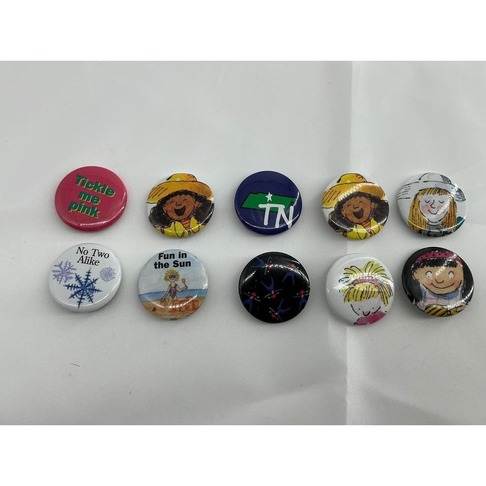 Vintage American Girl 90s Pin Lot 10pc Retro Graphics Slogans Fun in the Sun TN